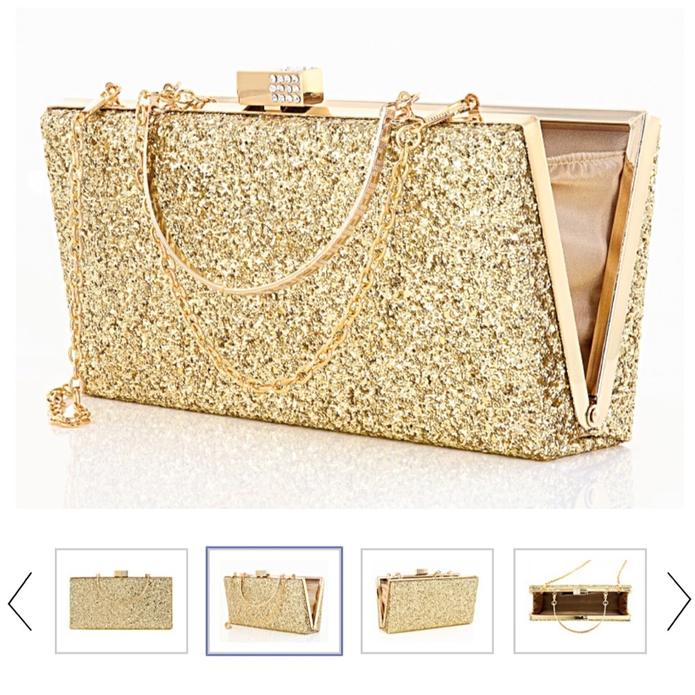 Gold glitter clutch